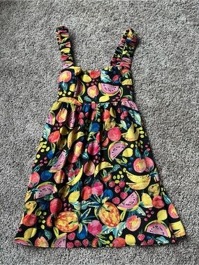 Show Me Your MuMu Black Fruit-Print Mini Dress with Bright Multicolor Fruit